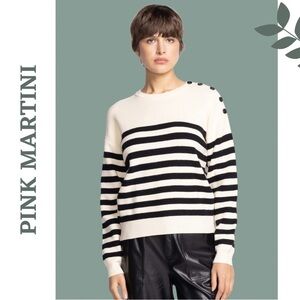 Pink Martini Breton Stripe Button Shoulder Sweater XS
